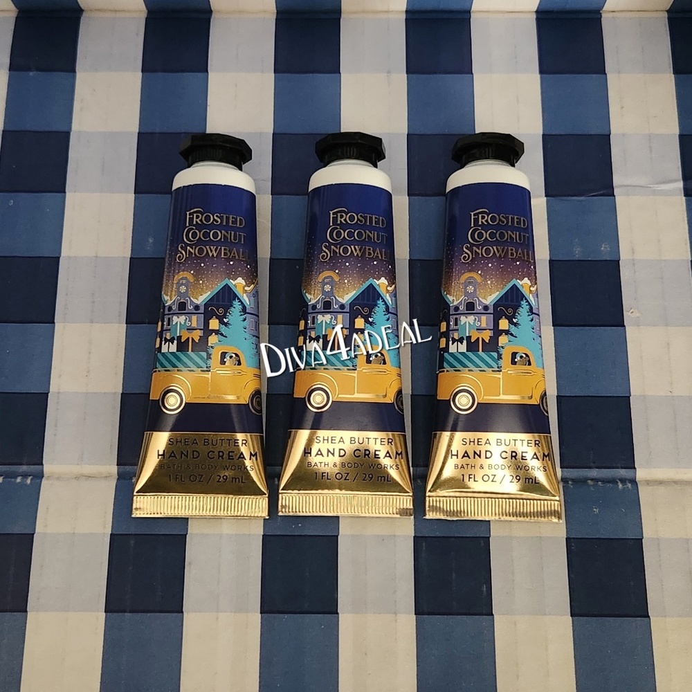 3x Bath & Body Works FROSTED COCONUT SNOWBALL 1oz Mini Hand Cream